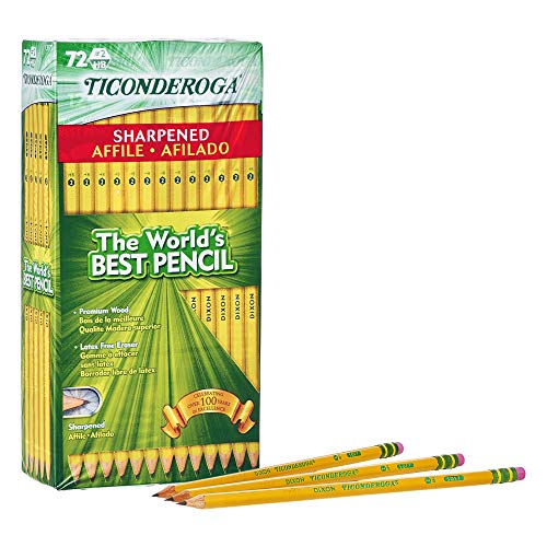 Book Cover TICONDEROGA Pencils, Wood-Cased #2 HB Soft, Pre-Sharpened with Eraser, Yellow, 72-Pack (13972)