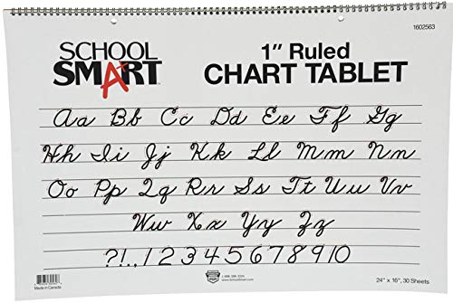 School Smart 0074630-5987 Chart Tablet, 24 x 16 Inches, 1 Inch Ruled, 30 Sheets,White
