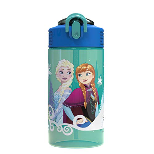 Book Cover Zak Designs Disney Frozen 16 ounce Water Bottle, Anna & Elsa