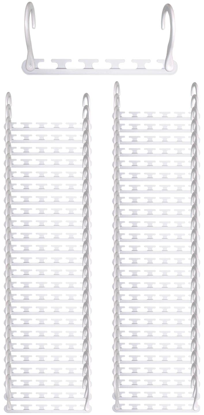 Wonder Hanger Max Pack of 50 Organizer, Triples Clothes-Hanger Space for Wrinkle-Free Clothes, Space-Saving Closet-Organization Hangers, Fully Assembled, White White Pack of 50