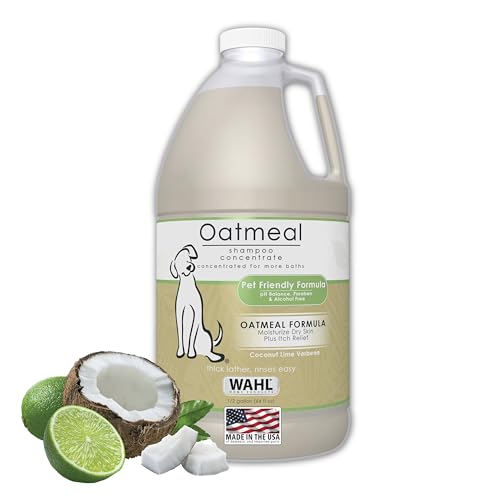 WAHL Dry Skin & Itch Relief Pet Shampoo for Dogs â€“ Oatmeal Formula with Coconut Lime Verbena - 64 Oz