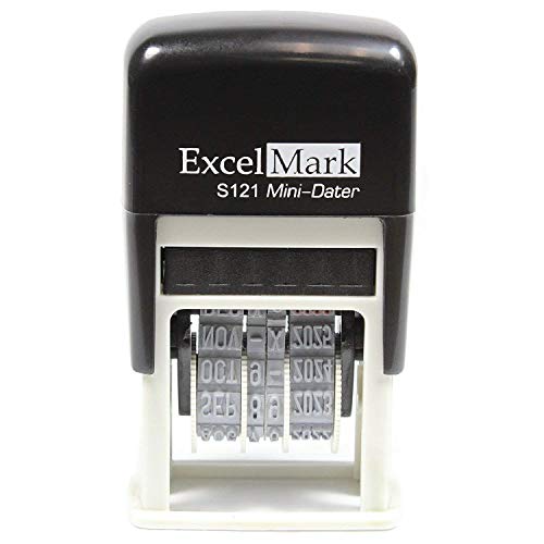ExcelMark Self-Inking Date Stamp - Military Style / Euro Style - S121 (Black Ink)