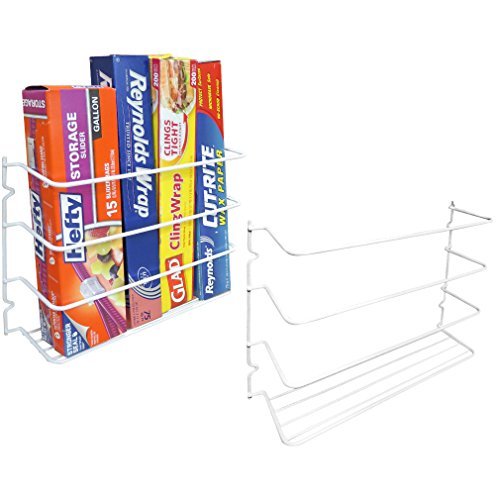 Evelots Wrap Organizer Rack-Kitchen Cabinet Door-Wall-Plastic Coated Iron-Set/2