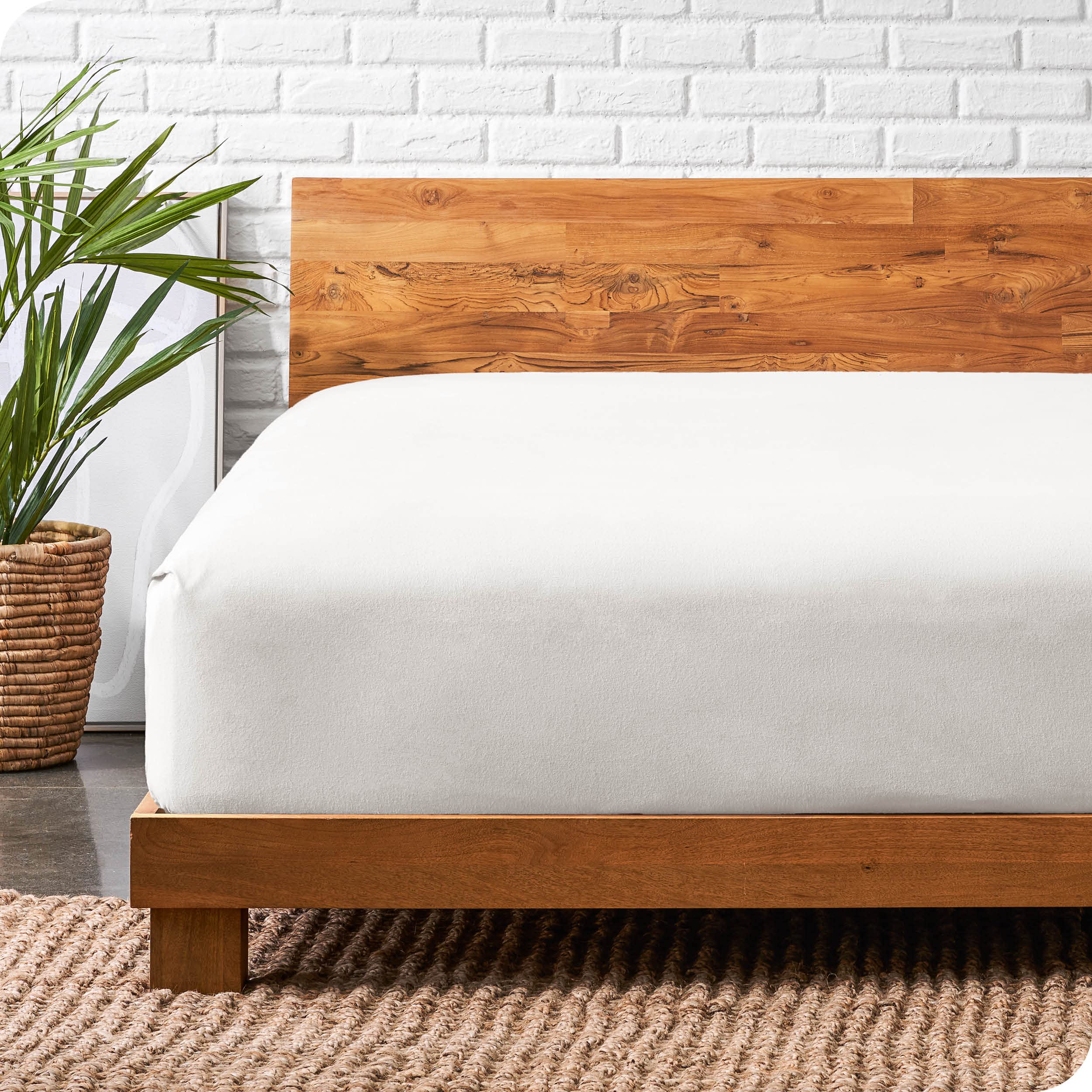 Bare Home Flannel Fitted Bottom Sheet 100% Cotton, Velvety Soft Heavyweight - Double Brushed Flannel - Deep Pocket (King, White)