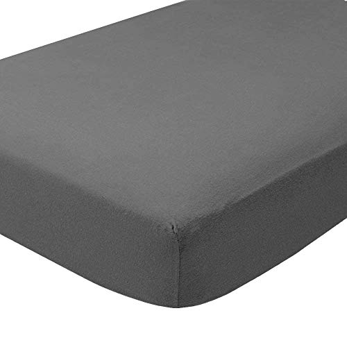 Bare Home Flannel Fitted Bottom Sheet 100% Cotton, Velvety Soft Heavyweight - Double Brushed Flannel - Deep Pocket (Full, Grey)