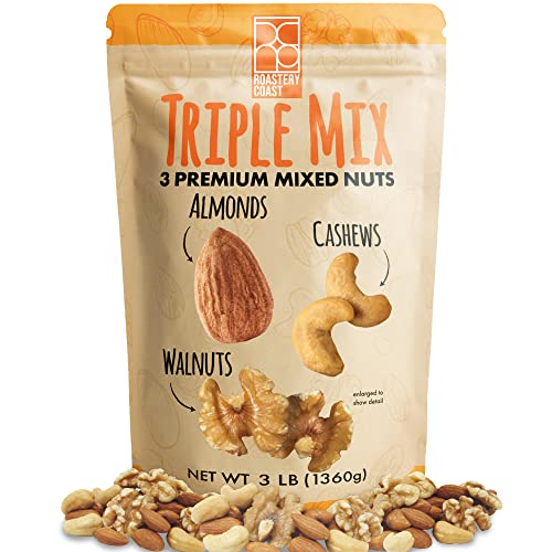 Roastery Coast - Daily Nuts Healthy Mix Bulk | 3 LB Bulk Pouch | Nuts Snack Mix | Deluxe assorted snack | Nut Snacks | trailmix | healthy snack | Premium Nuts (D. Triple Mix)