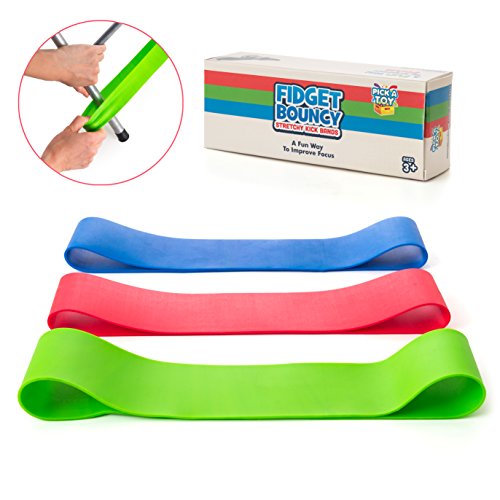Stretchy Resistance Fidget Bands Toy for Kids 3 Pack | Bounce, Kick & Stretch Your Feet | for ADHD, ADD, SPD, Autism & Poor Concentration | Improve Classroom Focus, Ameliorate Sensory Input