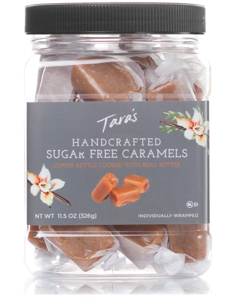 Tara's All Natural Handcrafted Gourmet Caramel: Small Batch, Kettle Cooked, Creamy & Individually Wrapped - Sugar Free, 11.5 Oz Caramel 11.5 Ounce (Pack of 1)