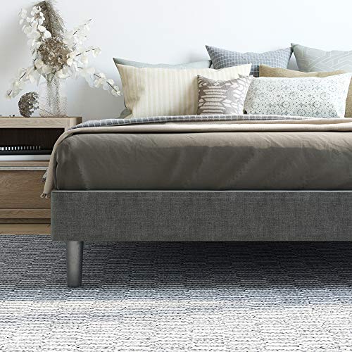 Book Cover Classic Brands Claridge Upholstered Mattress Foundation | Platform Bed | Metal Frame with Wood Slat Support | Grey, California King