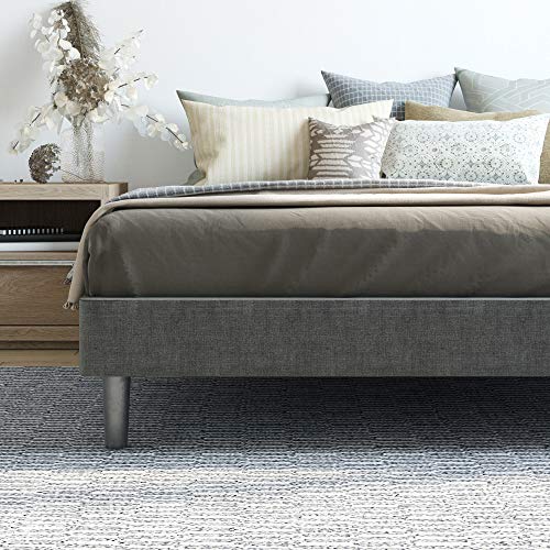 Book Cover Classic Brands Classic Brands Claridge Upholstered Mattress Foundation | Platform Bed | Metal Frame with Wood Slat Support | Grey, Queen