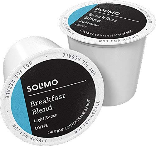 Amazon Brand - Solimo Light Roast Coffee Pods, Breakfast Blend, Compatible with Keurig 2.0 K-Cup Brewers, 100 Count Breakfast Blend 100 Count (Pack of 1)