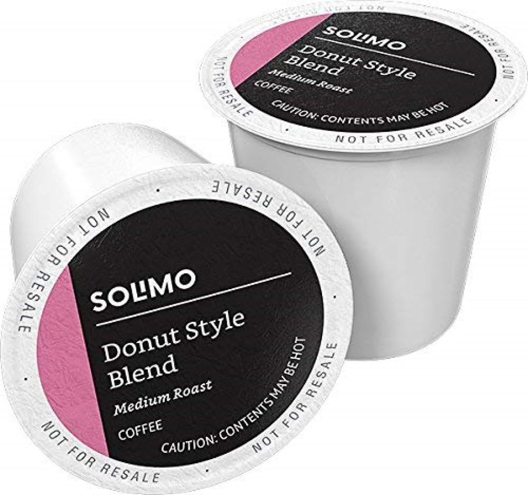 Amazon Brand - Solimo Medium Roast Coffee Pods, Donut Style, Compatible with Keurig 2.0 K-Cup Brewers, 100 Count Donut Style 100 Count (Pack of 1)