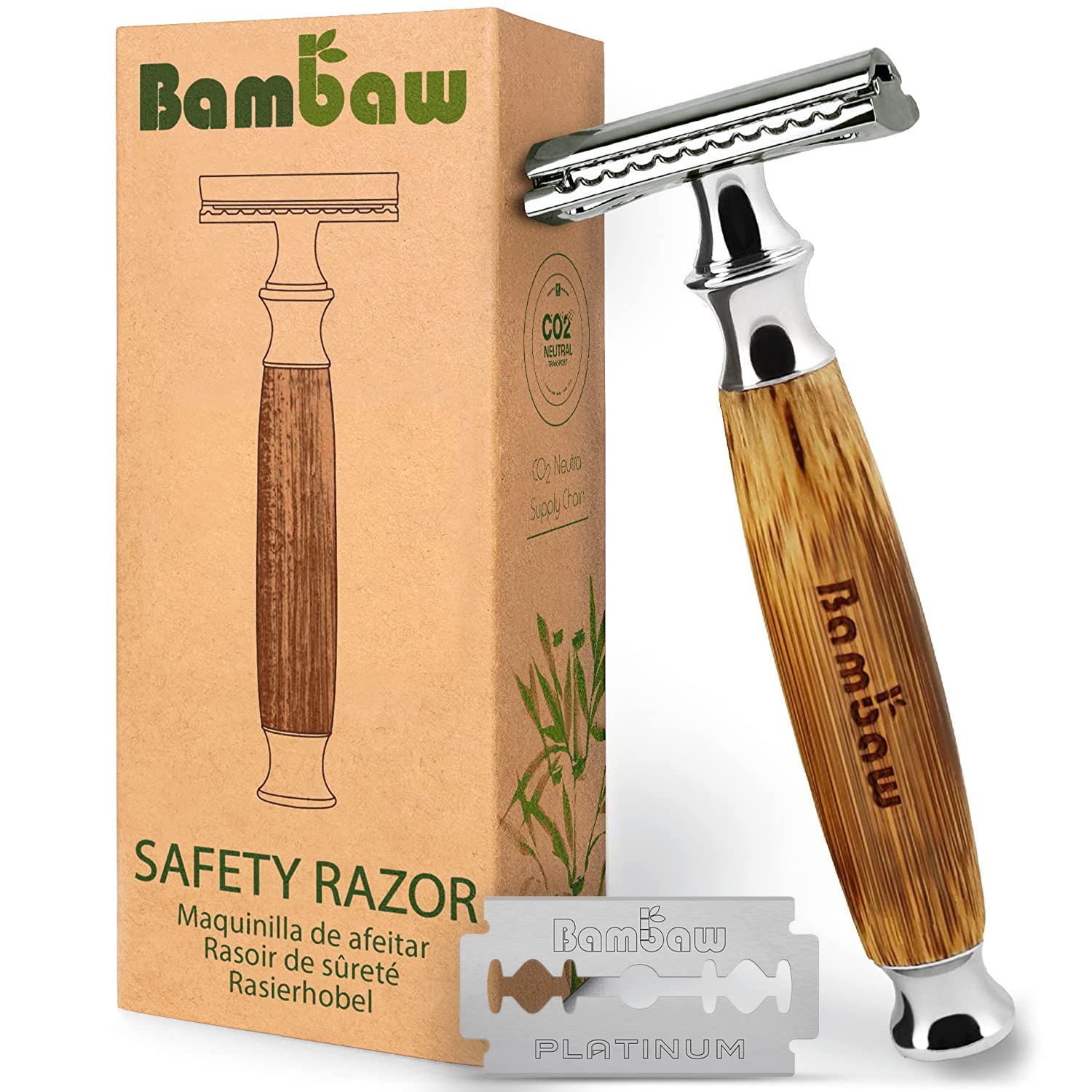 Book Cover Safety Razor Silver | Bamboo Double Edge Razor | Mens Razors for Shaving | Safety Razor For Women | Shaving Razor | Double Edge Safety Razor | Single Blade Razors for Men | Reusable Razor | Bambaw Classic Silver