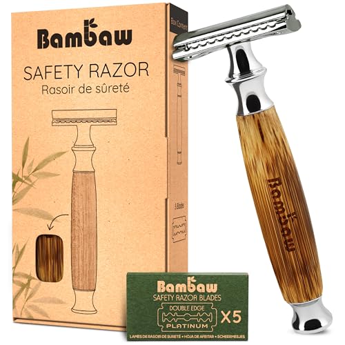 Safety Razor Silver | Bamboo Double Edge Razor | Mens Razors for Shaving | Safety Razor For Women | Shaving Razor | Double Edge Safety Razor | Single Blade Razors for Men | Reusable Razor | Bambaw Classic Silver