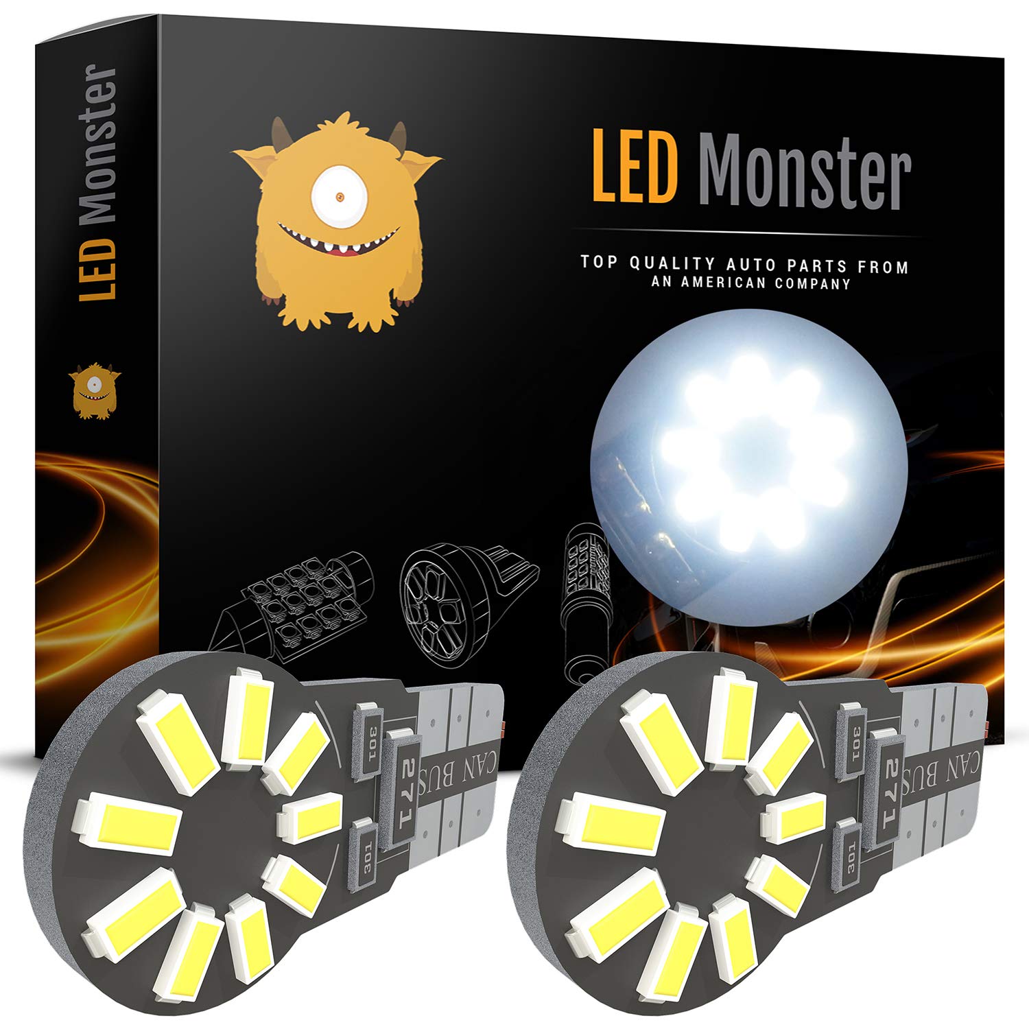 LED Monster 194 Led Bulb 6000K White - Best For License Plate Light & Dome Light Position - T10 LED Bulbs 12 Volt - Luces Led Para Autos - Automotive Accessories for Car & Truck - 3 Years Warranty