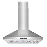 COSMO COS-63ISS90 Island Range Hood with 3-Speed Fan, 380 CFM, Permanent Filters, LED Lights, Soft Touch Controls, Ducted Kitchen Vent Hood Extractor, 36 inch, Stainless Steel