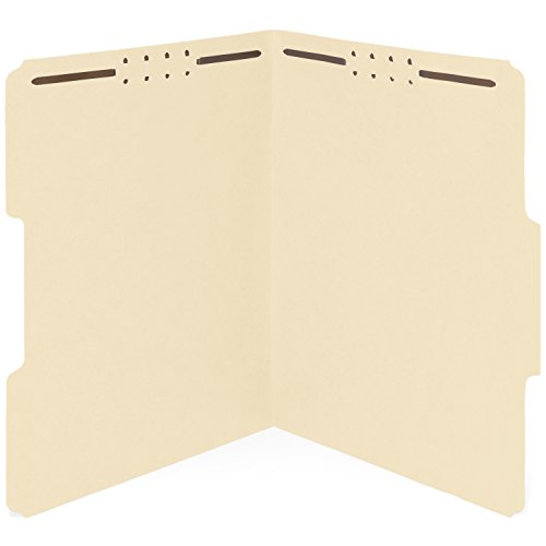 50 Manila Fastener File Folders - 1/3 Cut Reinforced Assorted Tab - Durable 2 Prongs Designed to Organize Standard Medical Files, Law Client Files, Office Reports - Letter Size, Manila, 50 Pack