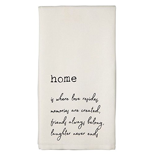 Mud Pie""Home is Where Love Resides. Hand Towel, 26" x 16.5", White