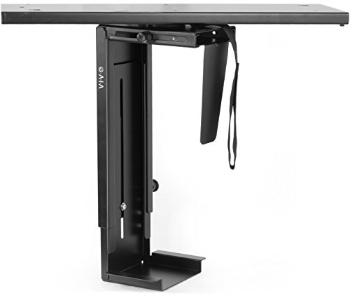 VIVO Black Adjustable Under-Desk Slider PC Mount, Computer Case Holder with Pullout Slide and 360Â° Swivel (MOUNT-PC01D)