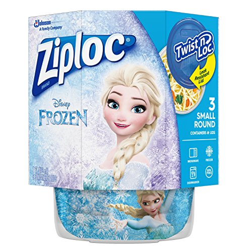 Book Cover Ziploc Brand Twist n' Loc Containers Featuring Disney Frozen Design, Small, 16 oz, 3 ct