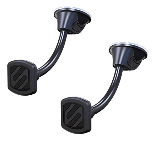 Scosche MWDM2PK-UB MagicMount Magnetic Car Phone Holder Windshield or Dashboard Mount with Suction Cup - 360 Degree Adjustable Head, Universal with All Devices - Flex Neck Mount - Pack of 2