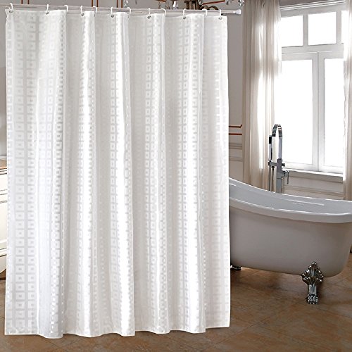 Ufaitheart 36" x 78" Fabric Shower Curtain for Hotel Bathroom Shower Curtain Sets - Free Shower Curtain Rings, Pure White