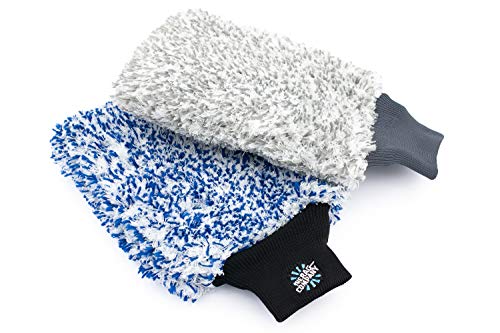 Book Cover (2-Pack) THE RAG COMPANY Premium CYCLONE Korean Microfiber Wash Mitts [One Blue + One Grey] - TOTALLY SCRATCH-FREE, LINT-FREE