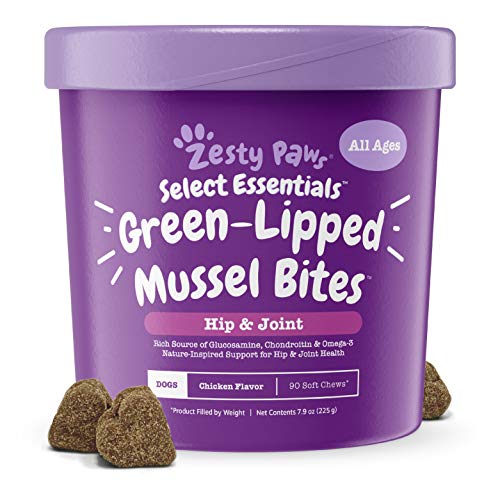 New Zealand Green Lipped Mussel Chewable Treats for Dogs - 500 mg Dog Hip & Joint Support Supplement Soft, 90 Count, Assorted