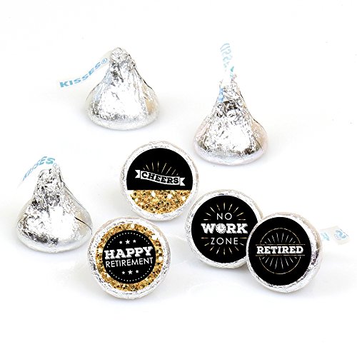 Big Dot of Happiness Happy Retirement - Retirement Party Round Candy Sticker Favors - Labels Fit Chocolate Candy (1 Sheet of 108)