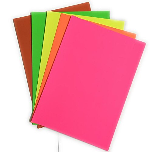 Book Cover Merakii Both Side Coloured Multipurpose A4 Size Craft Paper Sheets, 90gsm Papers in Neon Colors - Pack of 50