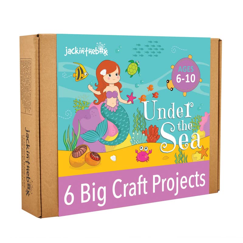 jackinthebox Under The Sea Themed Craft Kit | Includes Beautiful Felt Mermaid Sewing Kit | 6 Different Crafts-in-1 | Best Gift Girls Ages 6 to 10 Years (6-in-1)