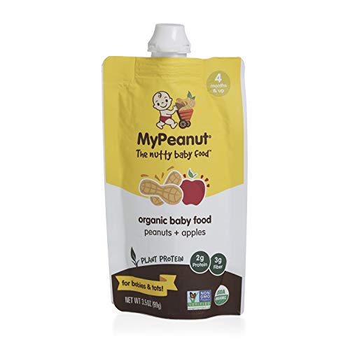 MyPeanut Organic Baby Food | Apples & Peanuts| 4+ Months | Plant Protein | Organic and Non-GMO | 6 Pack