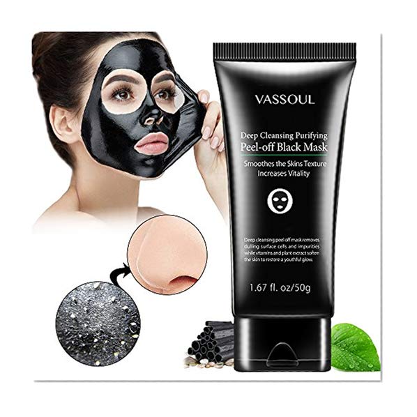 Book Cover Vassoul Blackhead Remover Mask, Peel Off Blackhead Mask, Blackhead Remover - Deep Cleansing Black Mask, Bamboo Activated Charcoal Peel-Off Mask