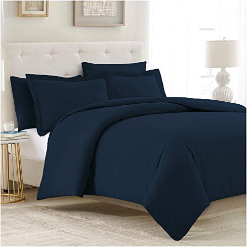 Book Cover Mellanni King Duvet Cover Set 5pcs - King Bedding Set - King Size Comforter Cover Set - Quilt Cover - with 2 King Pillow Shams and 2 King Pillow Cases - Button Closure & Corner Ties (King, Royal Blue)