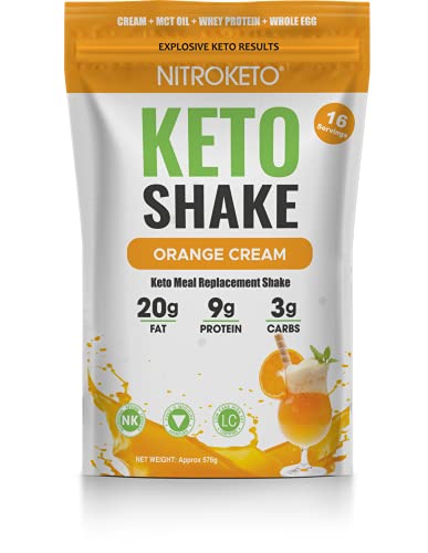 NutriKeto KeTone Shake - Orange Cream - Low Carb/High Fat (LCHF) - Ketogenic Diet - 16 Servings