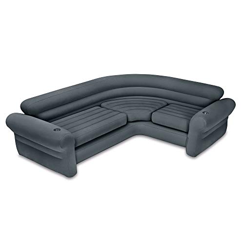 Book Cover Intex Inflatable Indoor Corner Couch Sectional with Cupholders, Gray