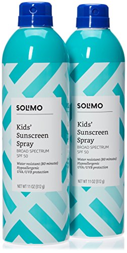 Amazon Brand - Solimo Kids' Continuous Sunscreen Spray Broad Spectrum SPF 50, 11 Ounce (Pack of 2)