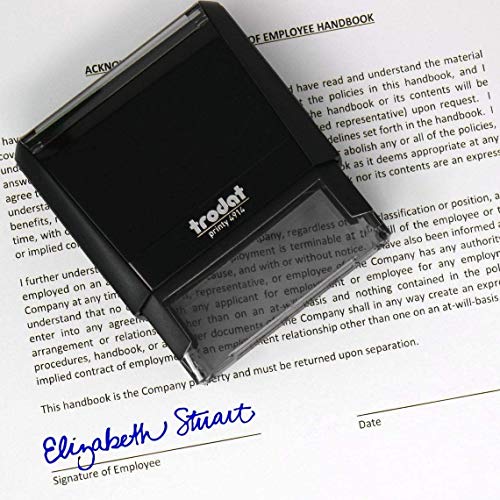 Custom Signature Stamp, Upload Your Own Signature Self-Inking Stamp (Blue)