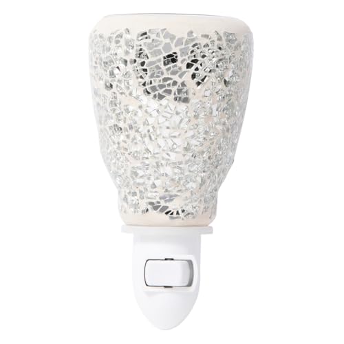Dawhud Direct Wall Plug-in Wax Warmer for Scented Wax Mosaic Glass Crackled Mirror Electric Home Fragrance Warmer for Essential Oils Candle Wax Melts and Tarts, Scent Warmer Night Light