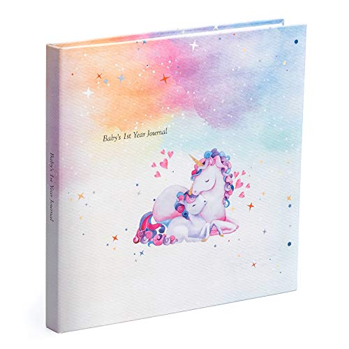 Pillow and Toast Baby Memory Book First Time Mom, Baby Books First Year Memory Book for Girls Unicorn Gift, Minimalist Baby Keepsake Journal with Pregnancy Scrapbook Postcard
