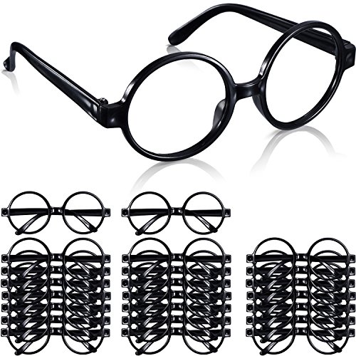 Book Cover Plastic Wizard Glasses Round Glasses Frame No Lenses for Halloween Costume Party Supplies (24 Pieces)