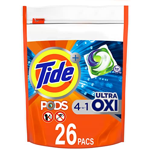 Book Cover Tide Pods Ultra Oxi Liquid Detergent Pacs, 26 Count (Packaging May Vary)