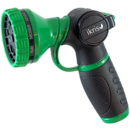 Book Cover ikris Metal Lever Garden Hose Nozzle 10-Pattern One-Touch Sprayer