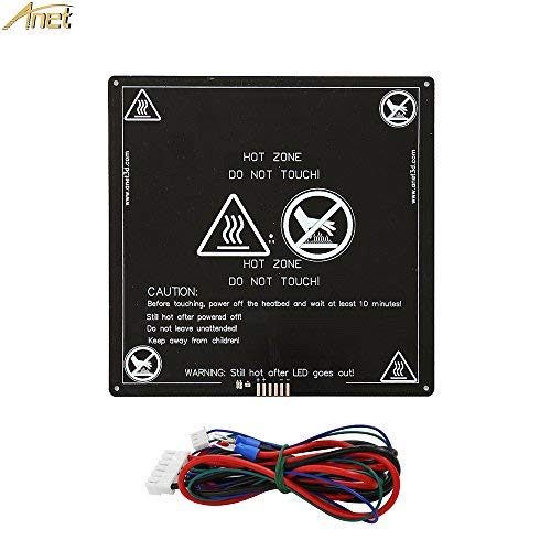 Anet Aluminum MK2 MK3 12V Heated Bed Hotbed Upgrade with Hotbed Wire Cable Line for for Anet A8 A6 3D Printer, Black 220x220mm
