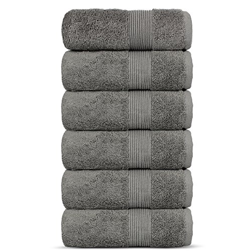 Book Cover Chakir Turkish Linen Luxury Premium Cotton Long-Stable Turkish Hand Towels (6-Piece - Gray)