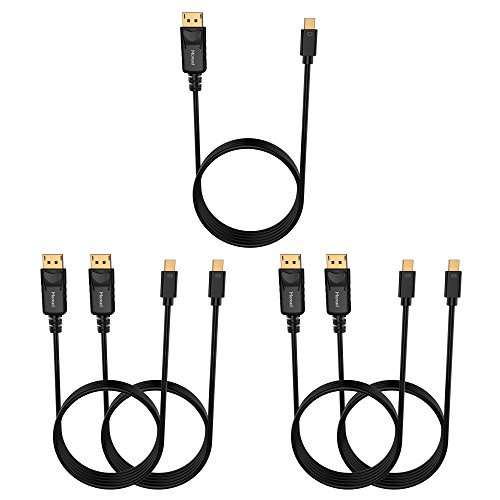 Moread Mini DisplayPort to DP Cable, 6 Feet, 5 Pack, Gold-Plated - 4K@60Hz, 2K@144Hz - Black