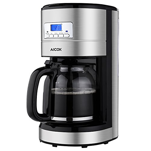Coffee Maker, Aicok 12 Cup Coffee Maker, Coffee Maker Programmable, Coffee Pot, Coffee Filter, Drip Coffee Maker, 24 Hours Programmable Setting, Quiet Coffee Maker
