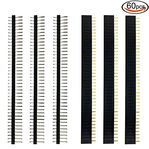 Book Cover DEPEPE 60pcs Male and Female 40 Pin Headers Connector 2.54 mm Single Row Strip for Arduino Prototype Shield