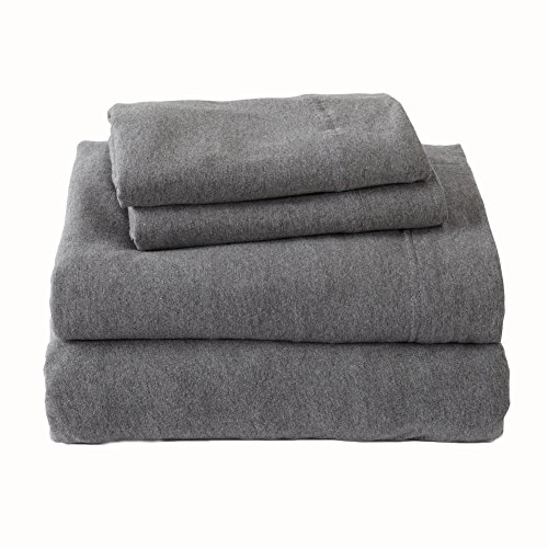 Jersey Knit Sheets. All Season, Soft, Cozy California King Jersey Sheets. T-Shirt Sheets. Jersey Cotton Sheets. Heather Cotton Jersey Bed Sheet Set. (California King, Charcoal)