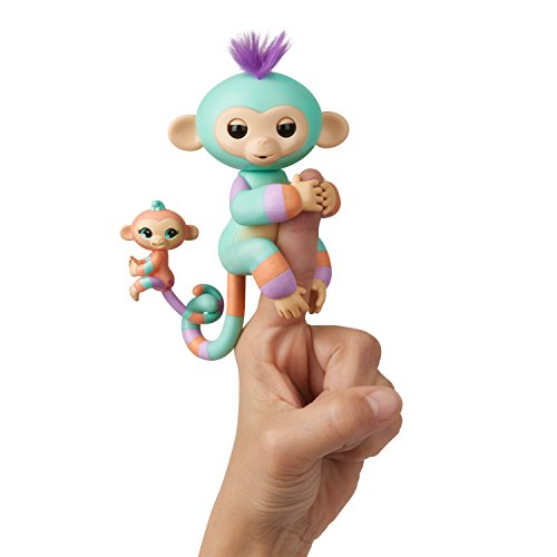 WowWee Fingerlings Baby Monkey & Mini BFFs - Danny & Gianna (Turquoise-Orange) 3544